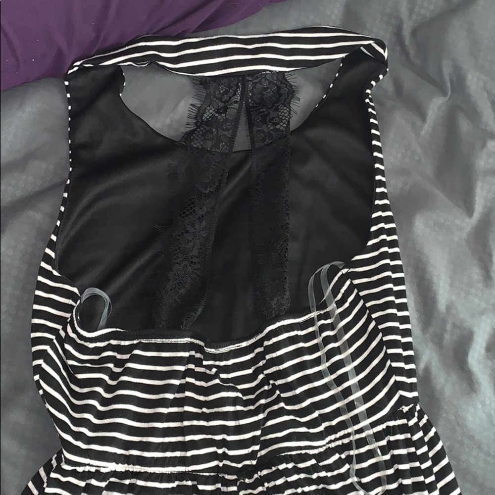 Long striped empire wait dress lacy back - Picture 1 of 5